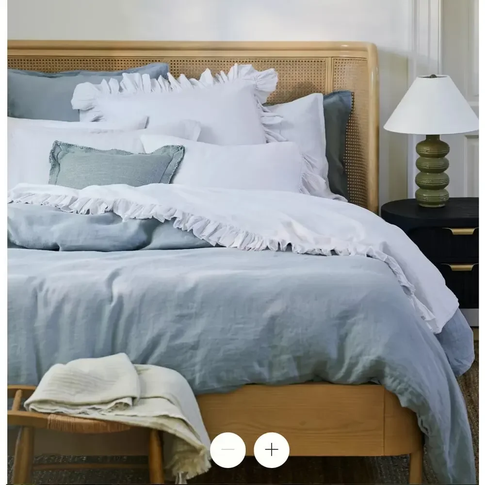 Anthropologie 100% Portuguese European Linen Washed Queen Duvet Fog Blue
